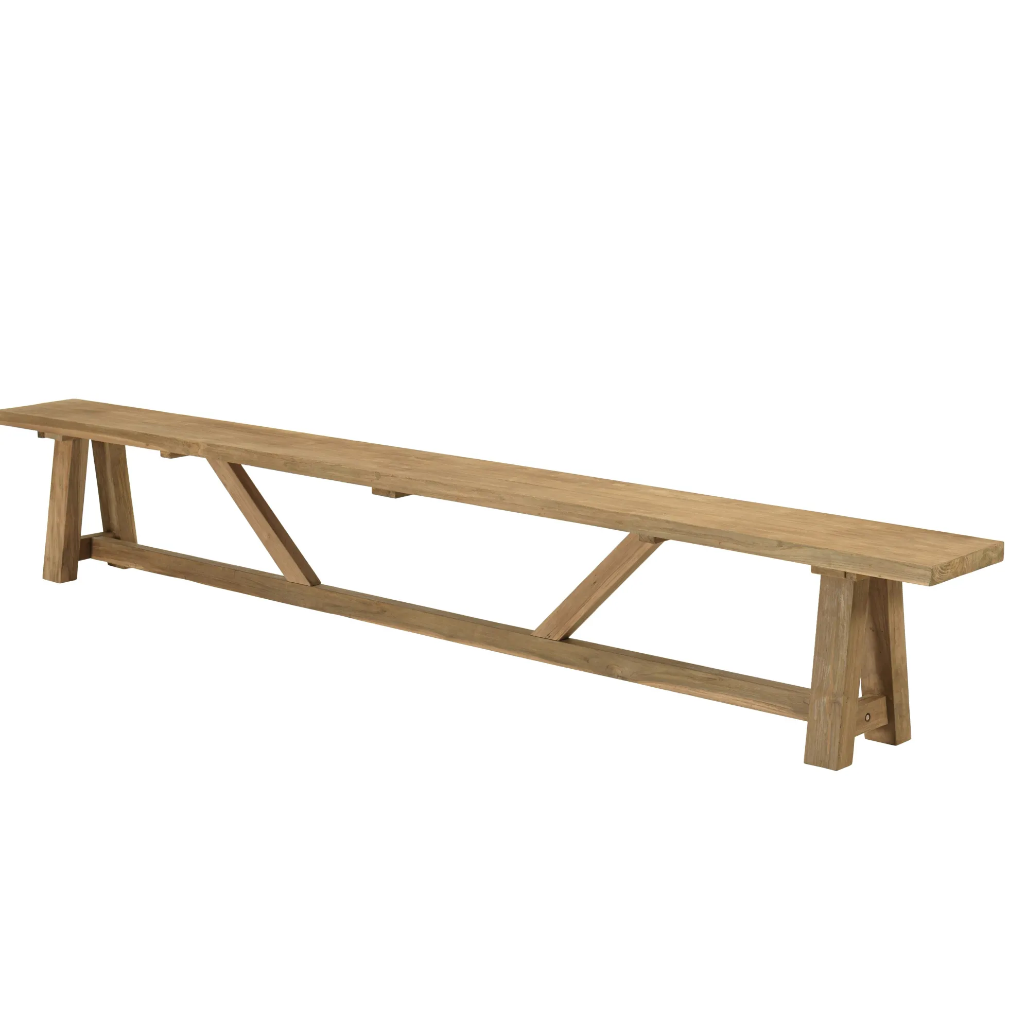 Salon de jardin 1 table et 2 bancs en bois de teck recyclé SANTO