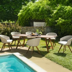 Salon de jardin 1 table 220 + 6 fauteuils BAHIA