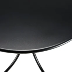 Salon de jardin 1 table ronde métal noir D70 cm - 2 fauteuils cordage couleur naturelle 1 coussin noir GIJON