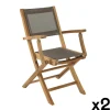 Salon de Jardin Table Teck 70x70cm + 2 Fauteuils pliants SUMMER ref. 30020810