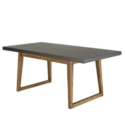 Salon de jardin 1 table 180x90 cm et 2 bancs plateau effet béton HERCULE