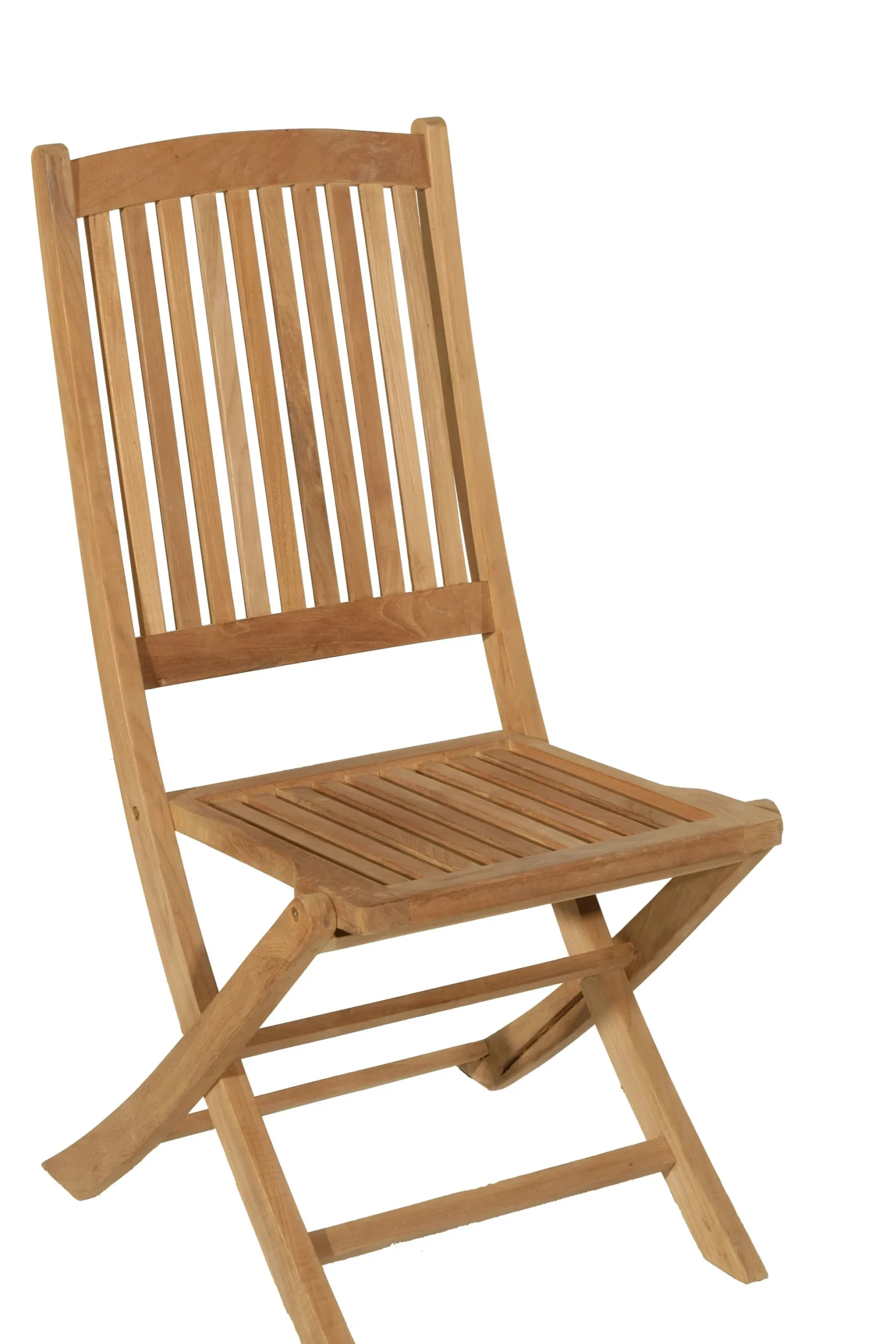 Salon de jardin teck brut table pieds en croix 180/240 + 6 chaises bord arrondi SUMMER