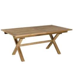 Salon de jardin teck brut table pieds en croix 180/240 + 6 chaises bord droit SUMMER