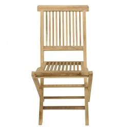 Salon de jardin teck brut table pieds tréteaux 180/240 + 6 chaises bord droit SUMMER
