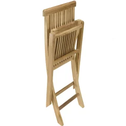 Salon de jardin teck brut table pieds tréteaux 180/240 + 6 chaises bord droit SUMMER