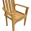 Salon de jardin teck brut table pieds en croix 180/240 + 6 fauteuils SUMMER