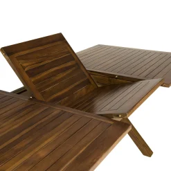 Salon de jardin teck huilé table pieds en croix 180/240 + 6 fauteuils MACAO