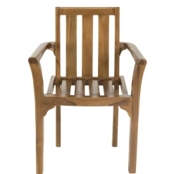 Salon de jardin teck huilé table pieds en croix 180/240 + 6 fauteuils MACAO