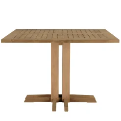 Salon de jardin teck naturel 1 table carrée 110 cm + 4 chaises arrondies résine tressée MANY