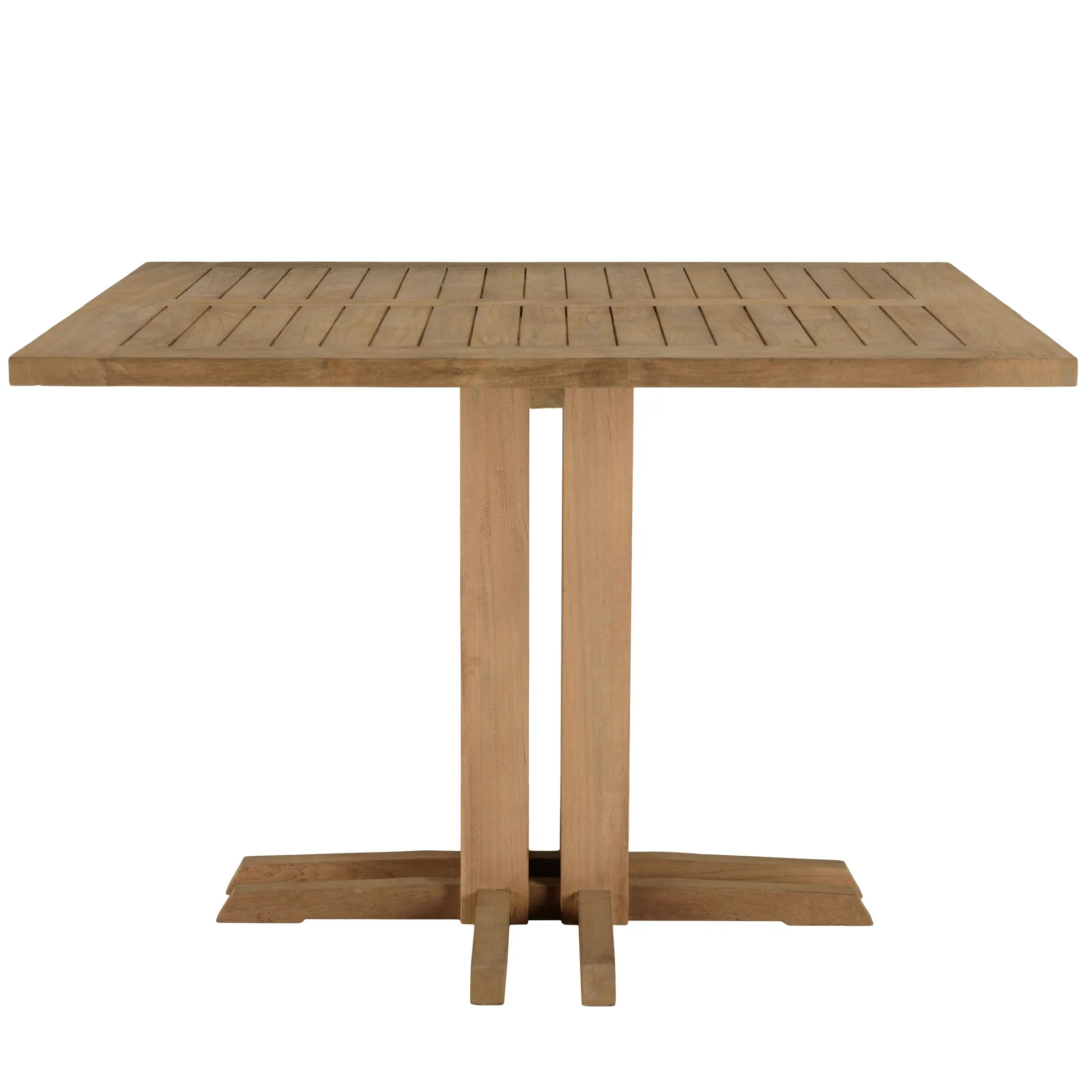 Salon de jardin teck naturel 1 table carrée 110 cm + 4 chaises arrondies résine tressée MANY