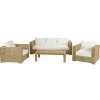 Salon de jardin tressage synthétique coussins blancs SUMMER