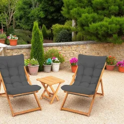 Salon jardin détente 2 places gris - bois et toile SORA