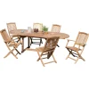 Salon jardin Teck table ovale 180 cm 4 chaises 2 fauteuils SUMMER