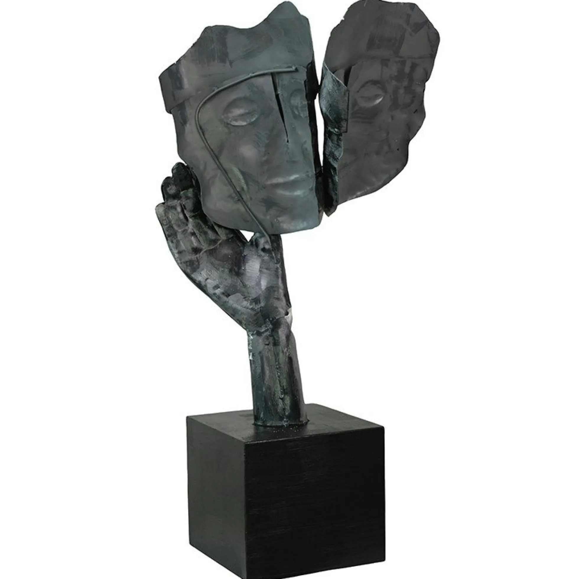 Sculpture moderne "Amore" argent socle noir