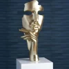 Sculpture moderne "Estilo" dorée socle blanc