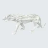 Sculpture moderne panthère blanche effet marbre 68 cm