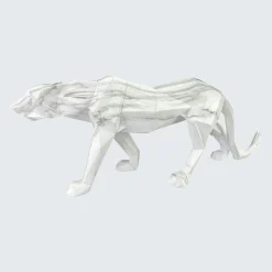 Sculpture moderne panthère blanche effet marbre 68 cm