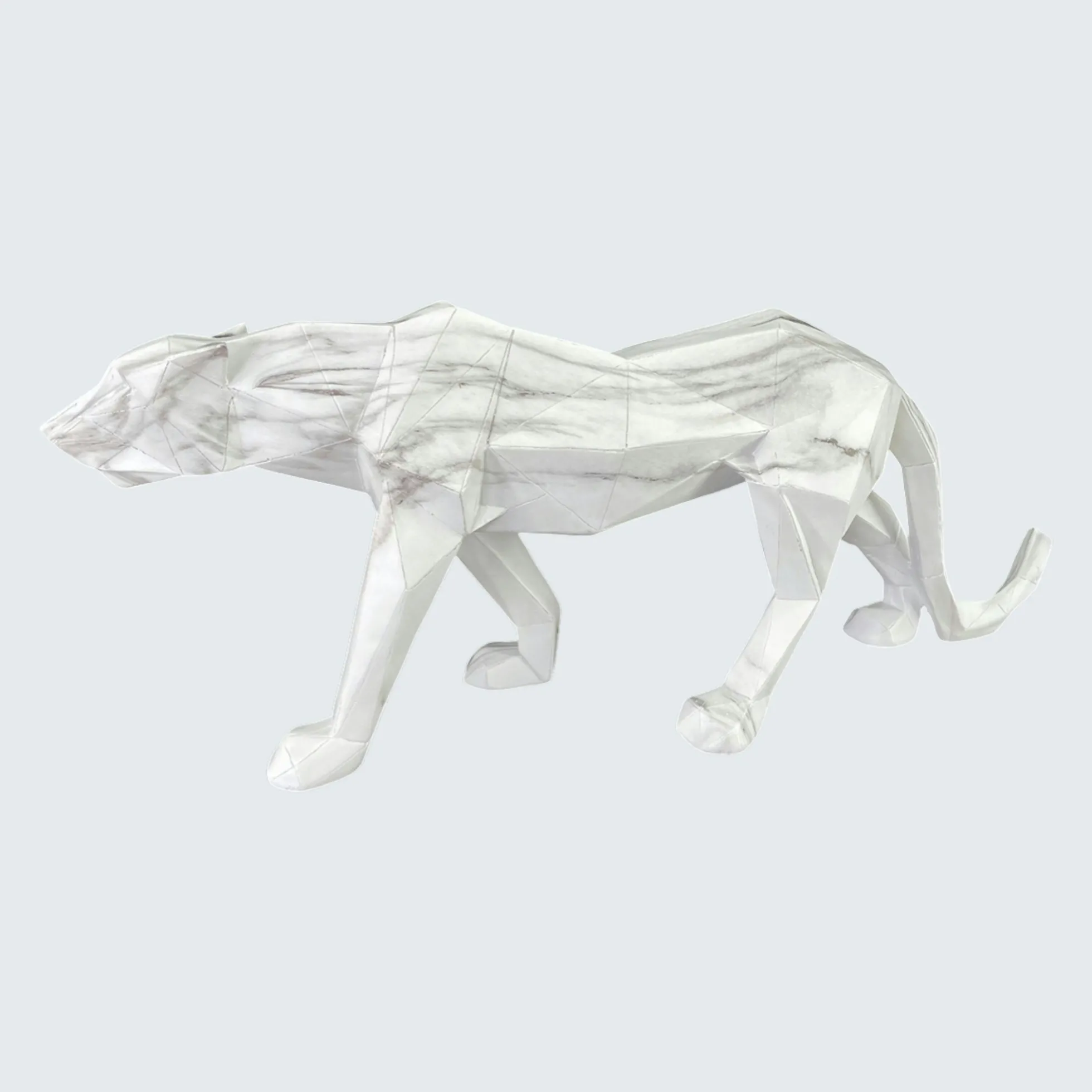 Sculpture moderne panthère blanche effet marbre 68 cm