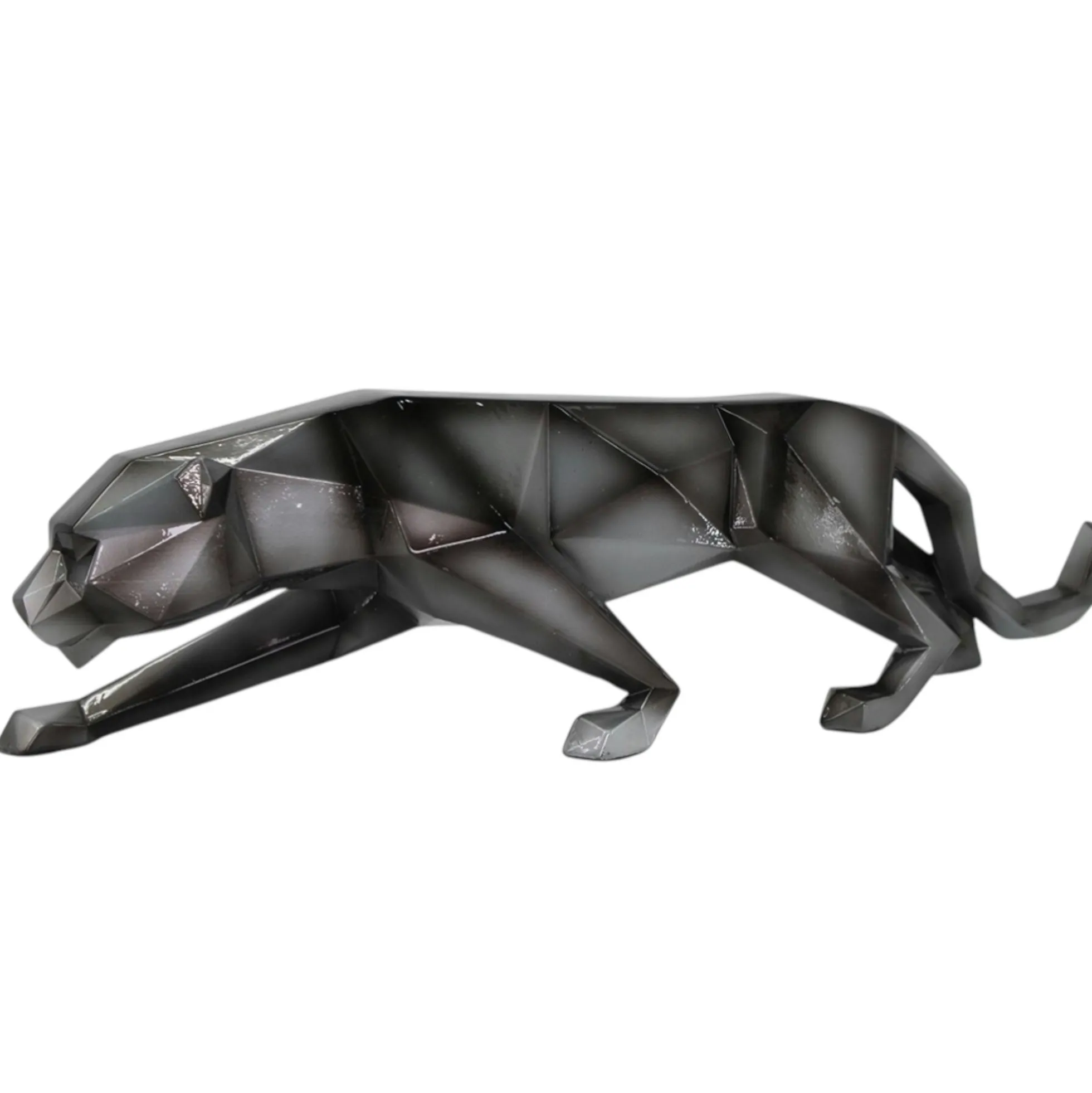 Sculpture moderne panthère gris anthracite 48 cm