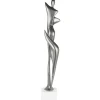 Sculpture moderne silhouette de femme couleur argent 70 cm