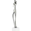 Sculpture moderne silhouette de femme couleur argent 43 cm