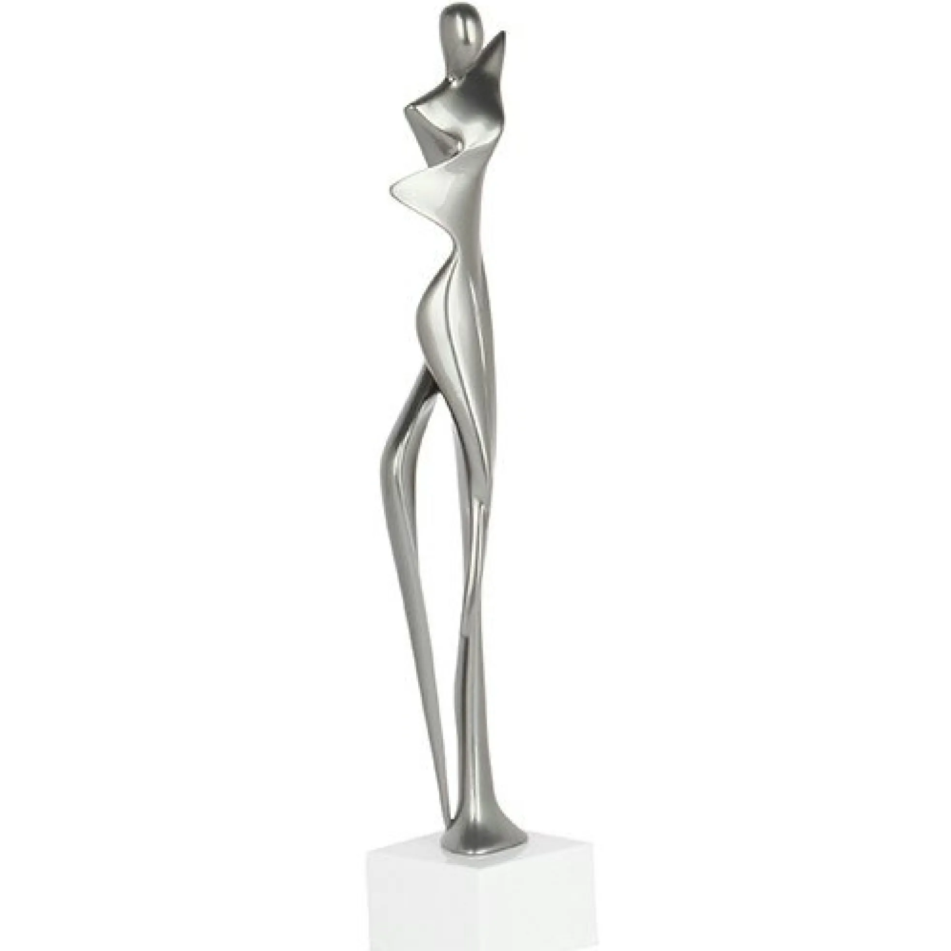 Sculpture moderne silhouette de femme couleur argent 43 cm