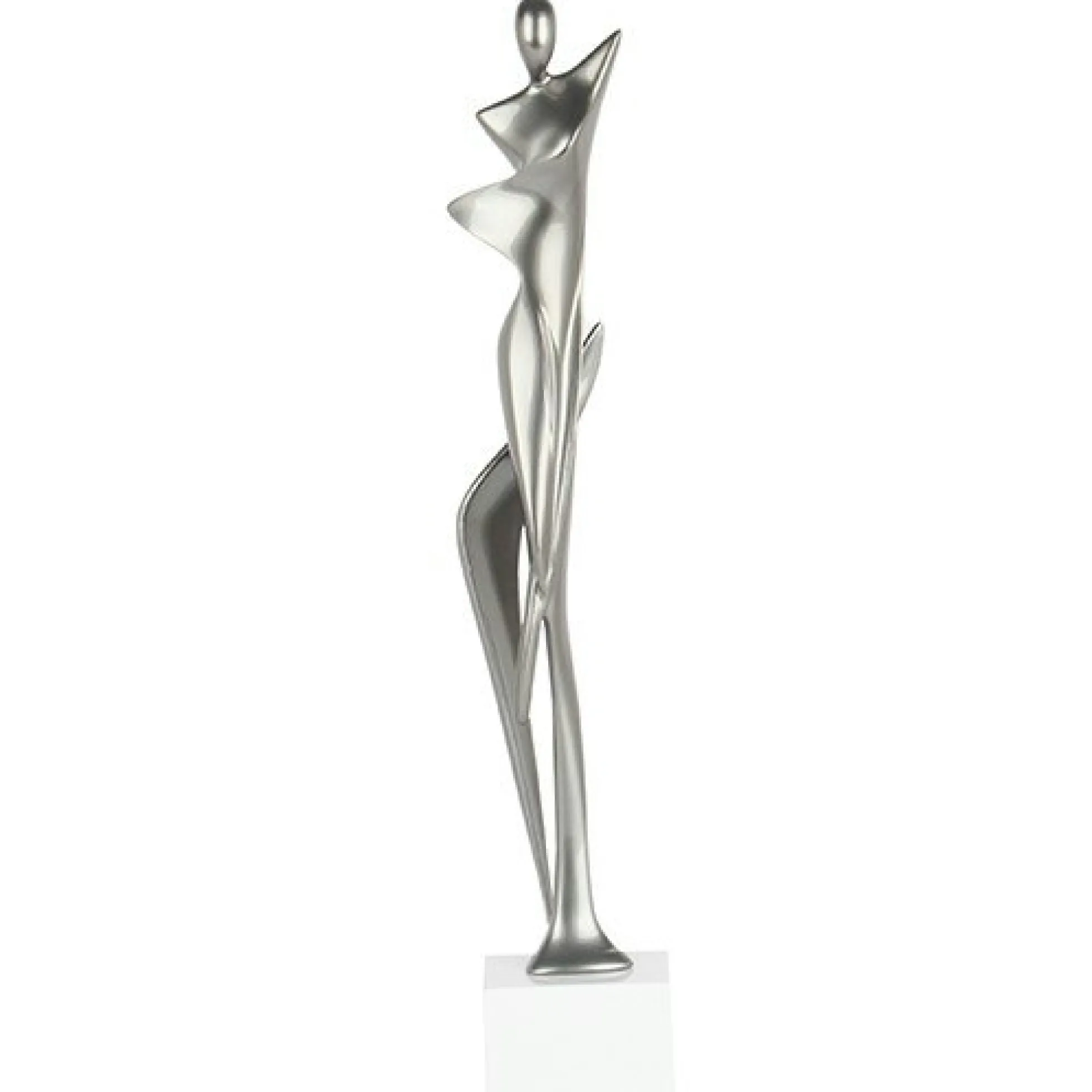 Sculpture moderne silhouette de femme couleur argent 43 cm