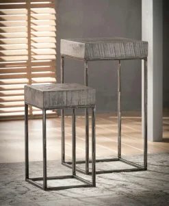 Sellette bois de manguier gris 70 cm LUCKNOW