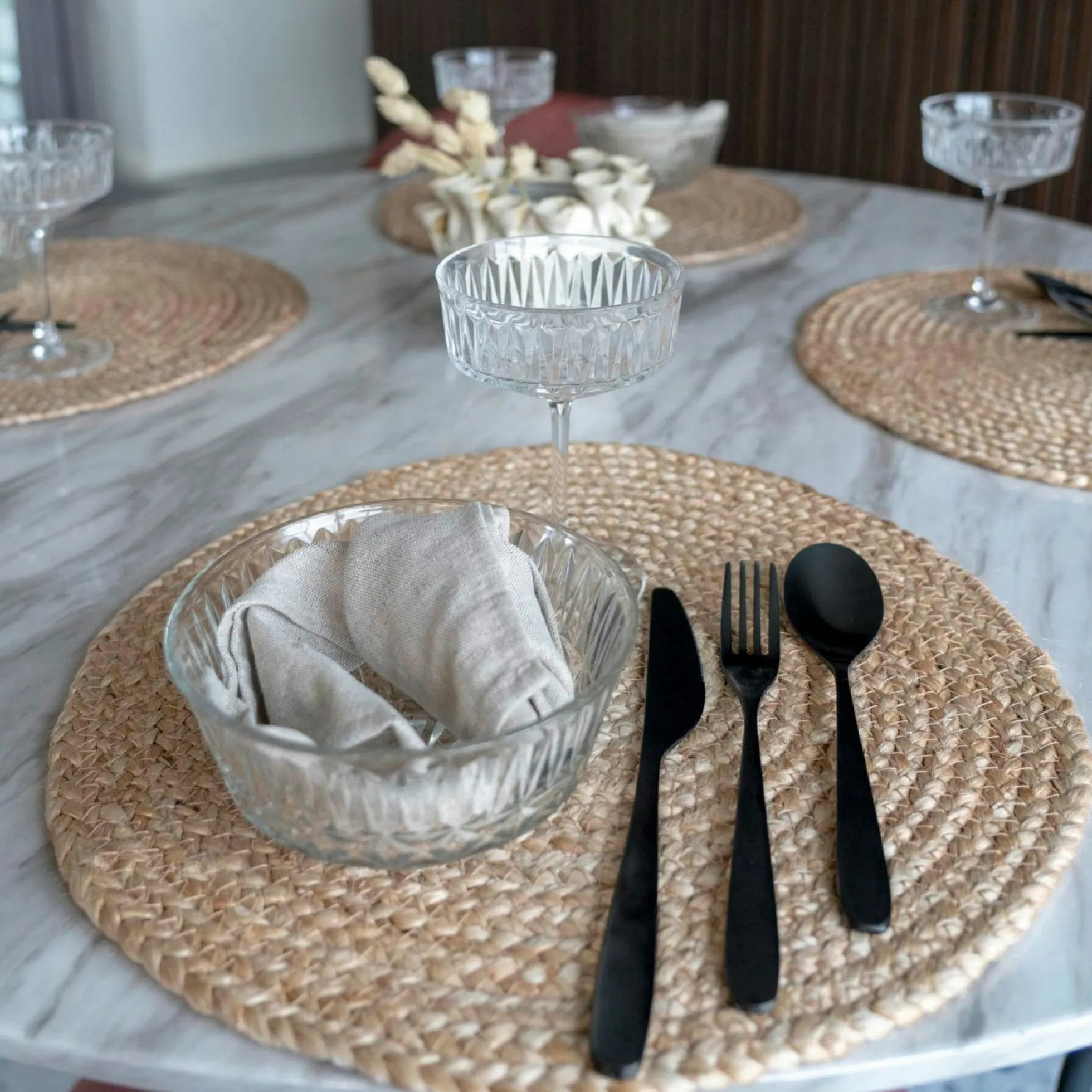 Set de table rond en jute tressée (lot de 4)