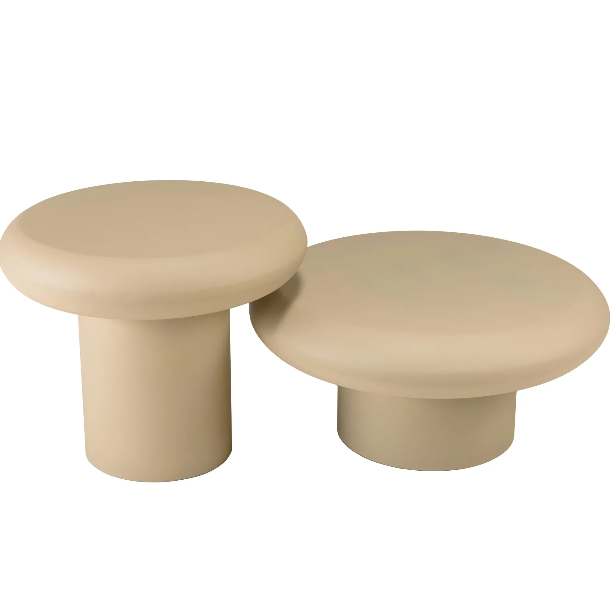 Set de 2 tables basses forme champignon en fer beige mat ELORA