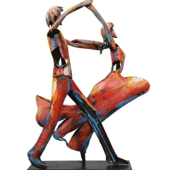 Statuette en métal peint danseurs