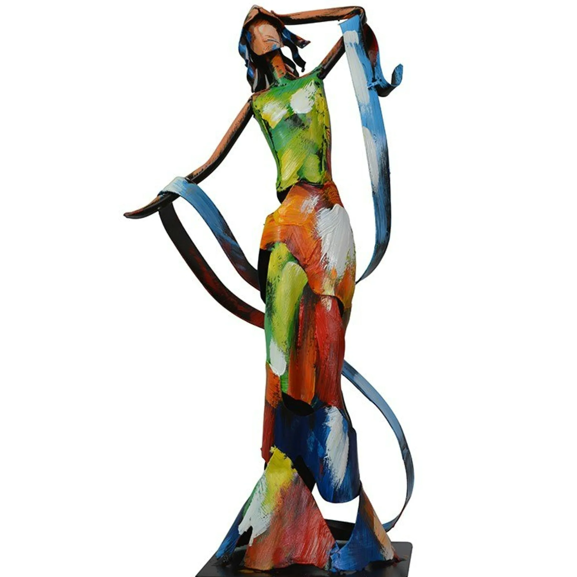 Statuette en métal peint femme