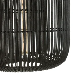 Suspension allongée 35x35cm en rotin couleur noire et teck FOLELLI