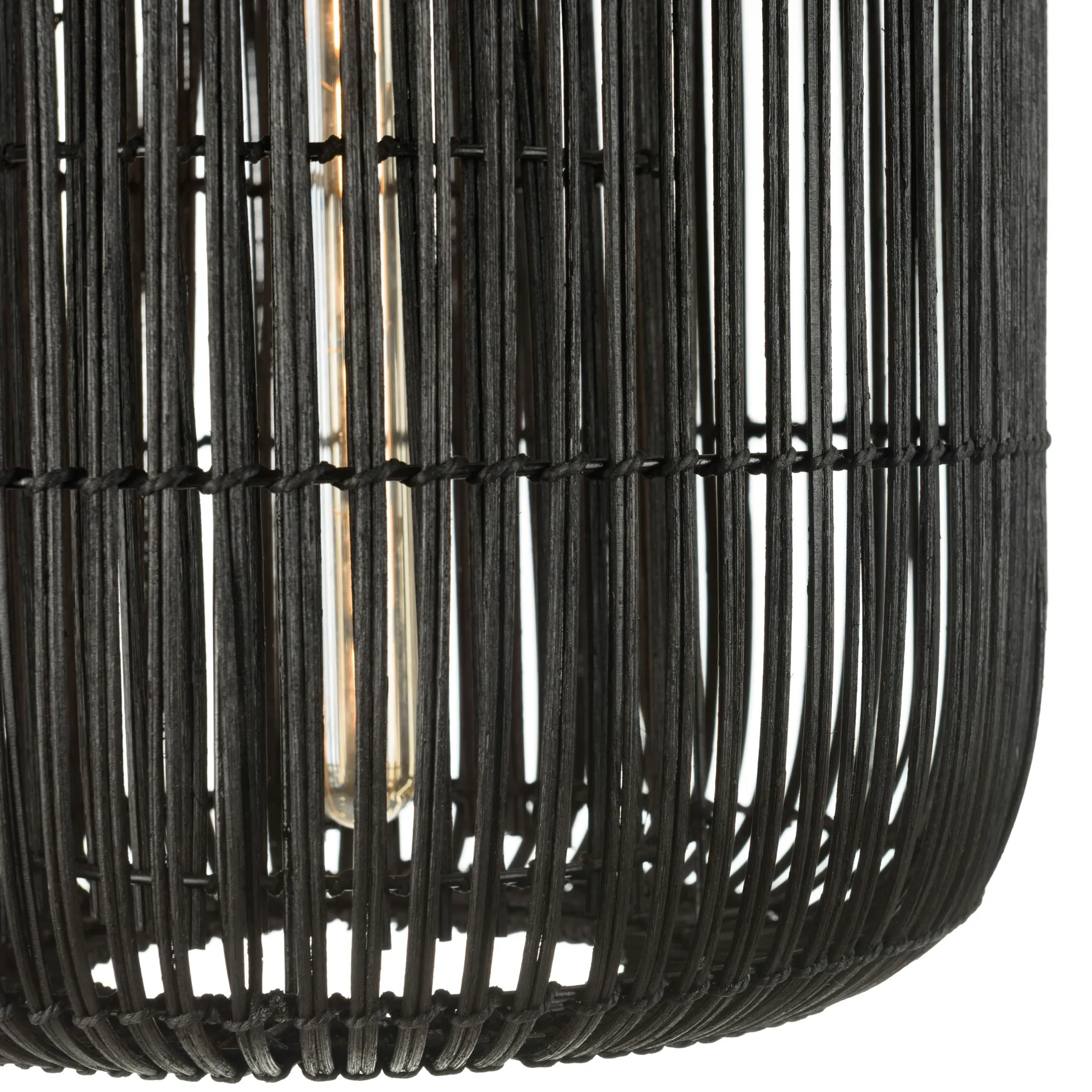 Suspension allongée 35x35cm en rotin couleur noire et teck FOLELLI