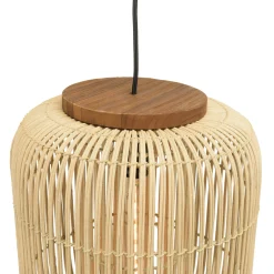 Suspension allongée 35x35cm rotin couleur naturelle et teck FOLELLI