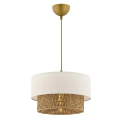 Suspension blanche - double abat-jour avec tressage ZURICH