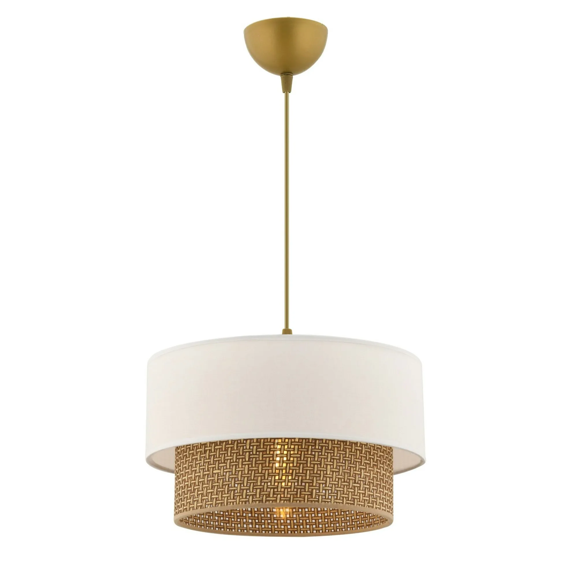 Suspension blanche - double abat-jour avec tressage ZURICH