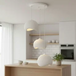 Suspension blanche étagée 3 lampes 55 cm NOXIS