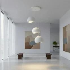 Suspension blanche étagée 3 lampes 55 cm NOXIS