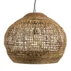 Suspension boule 60x60cm en abaca couleur naturelle et teck FOLELLI