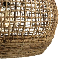 Suspension boule 60x60cm en abaca couleur naturelle et teck FOLELLI