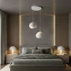 Suspension chambre blanche design 2 lampes 55 cm NOXIS