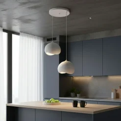 Suspension chambre blanche design 2 lampes 55 cm NOXIS