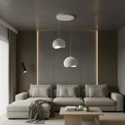 Suspension chambre blanche design 2 lampes 55 cm NOXIS