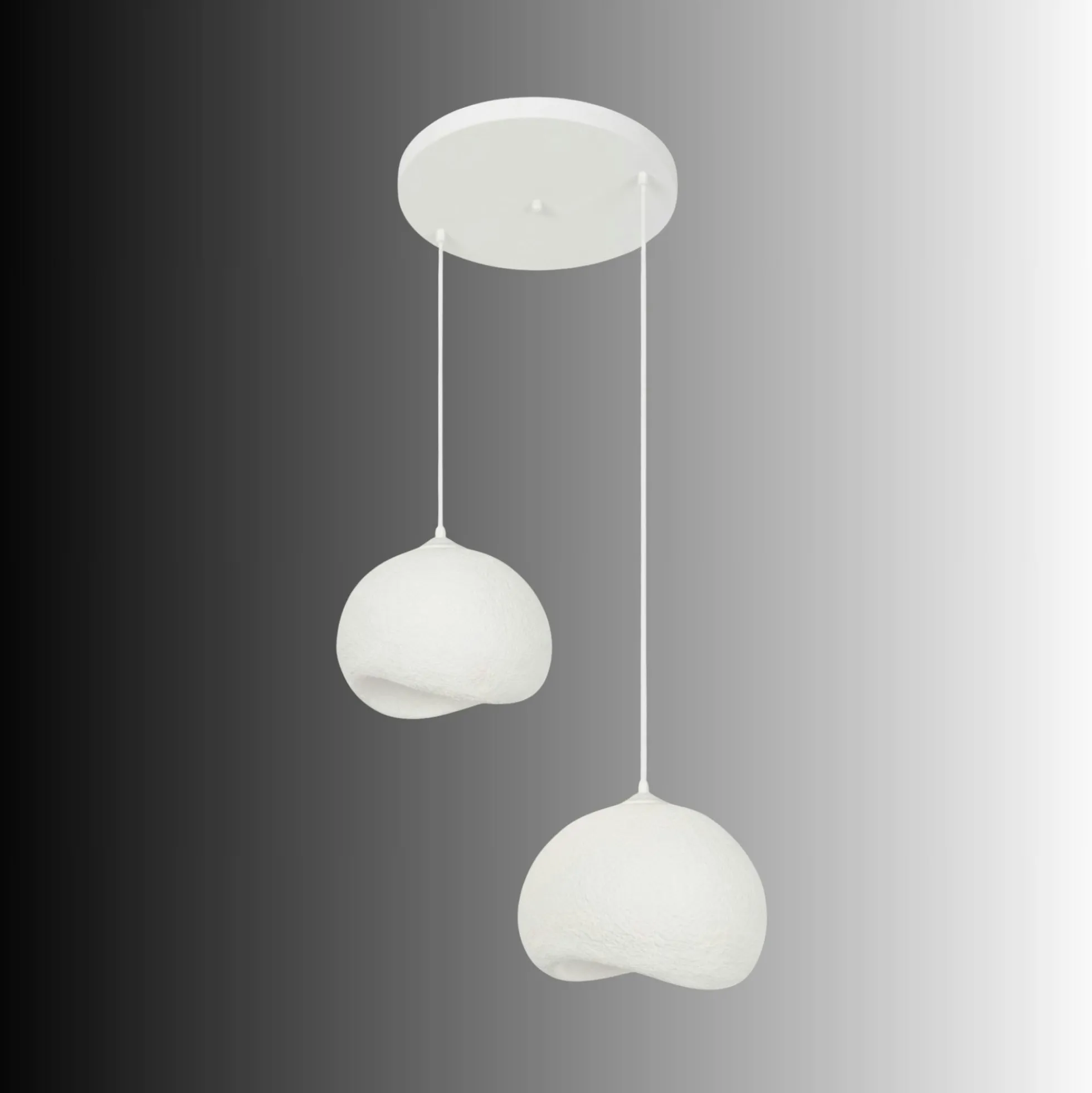 Suspension chambre blanche design 2 lampes 55 cm NOXIS