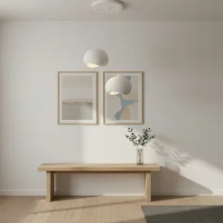 Suspension chambre blanche design 2 lampes 55 cm NOXIS