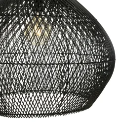 Suspension cloche 68x68cm en rotin couleur noire et teck FOLELLI