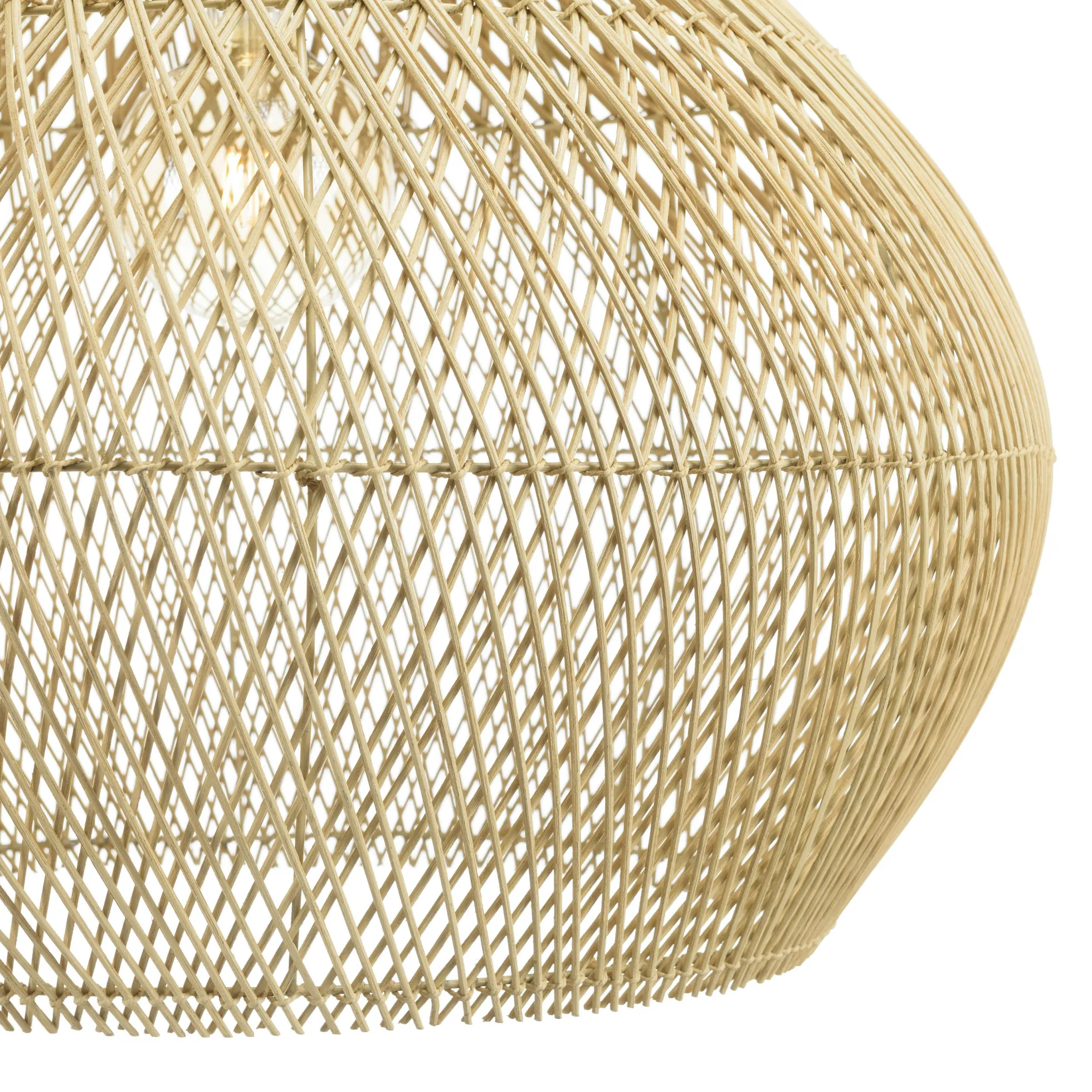 Suspension cloche 68x68cm rotin couleur naturelle et teck FOLELLI