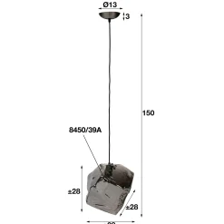 Suspension contemporaine effet glaçon finition chromée NIAGARA