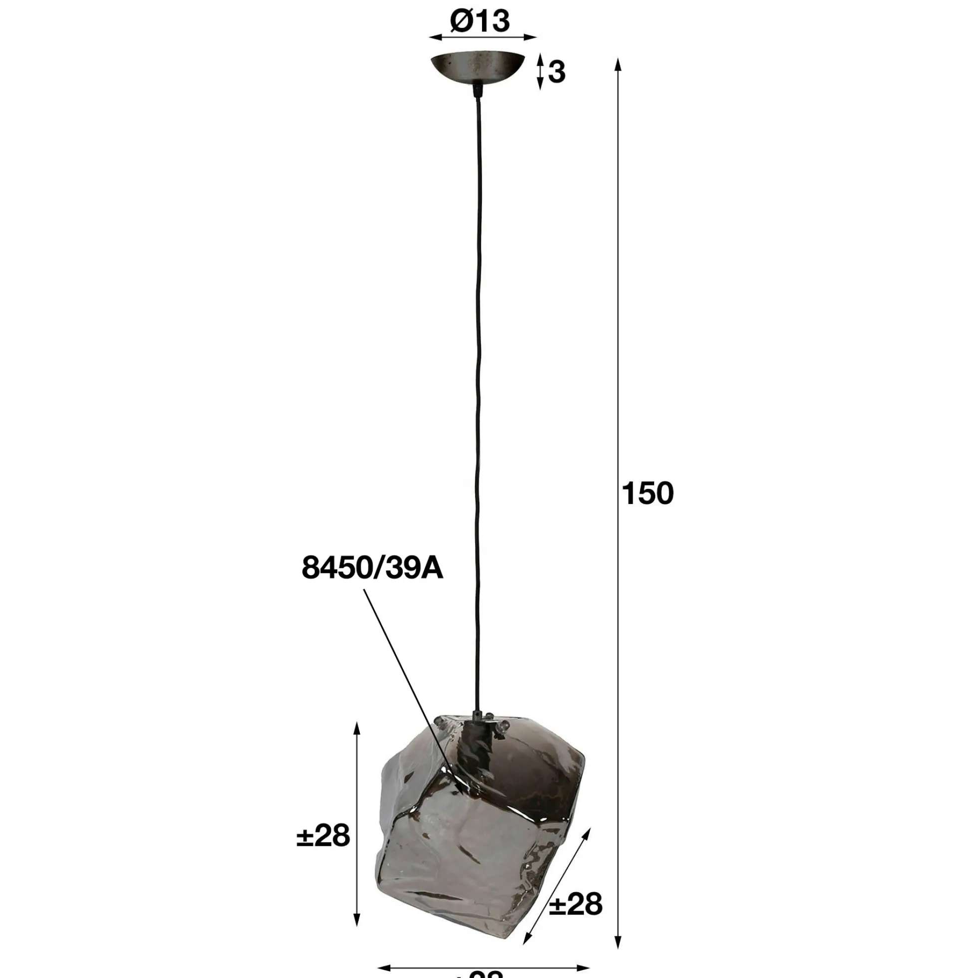Suspension contemporaine effet glaçon finition chromée NIAGARA